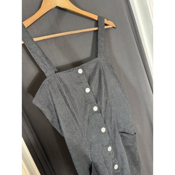 Faux Denim Corduroy Button Down Skater Mini-dress Utility Gorpcore Jumper XS - Picture 5 of 7